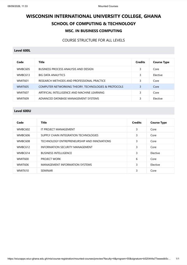 Preview of MSc Business Computing — Course Structure