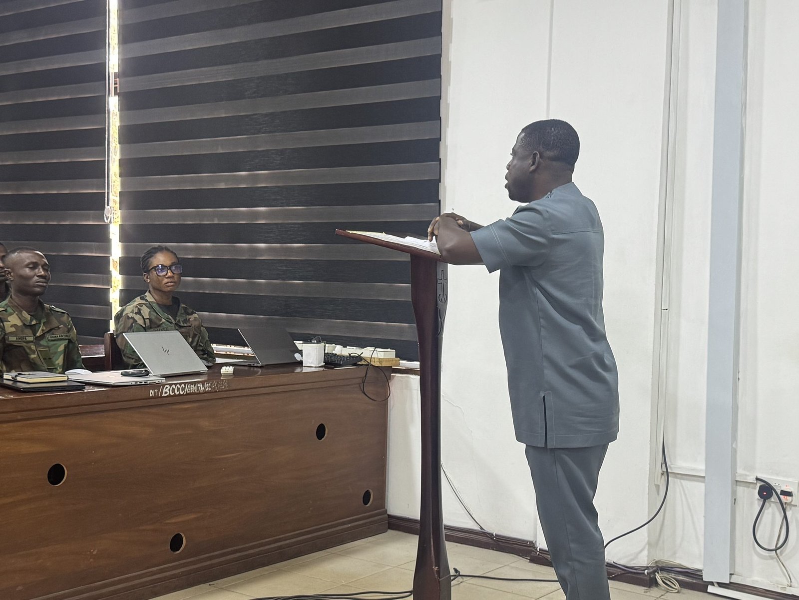 Addressing officers and students